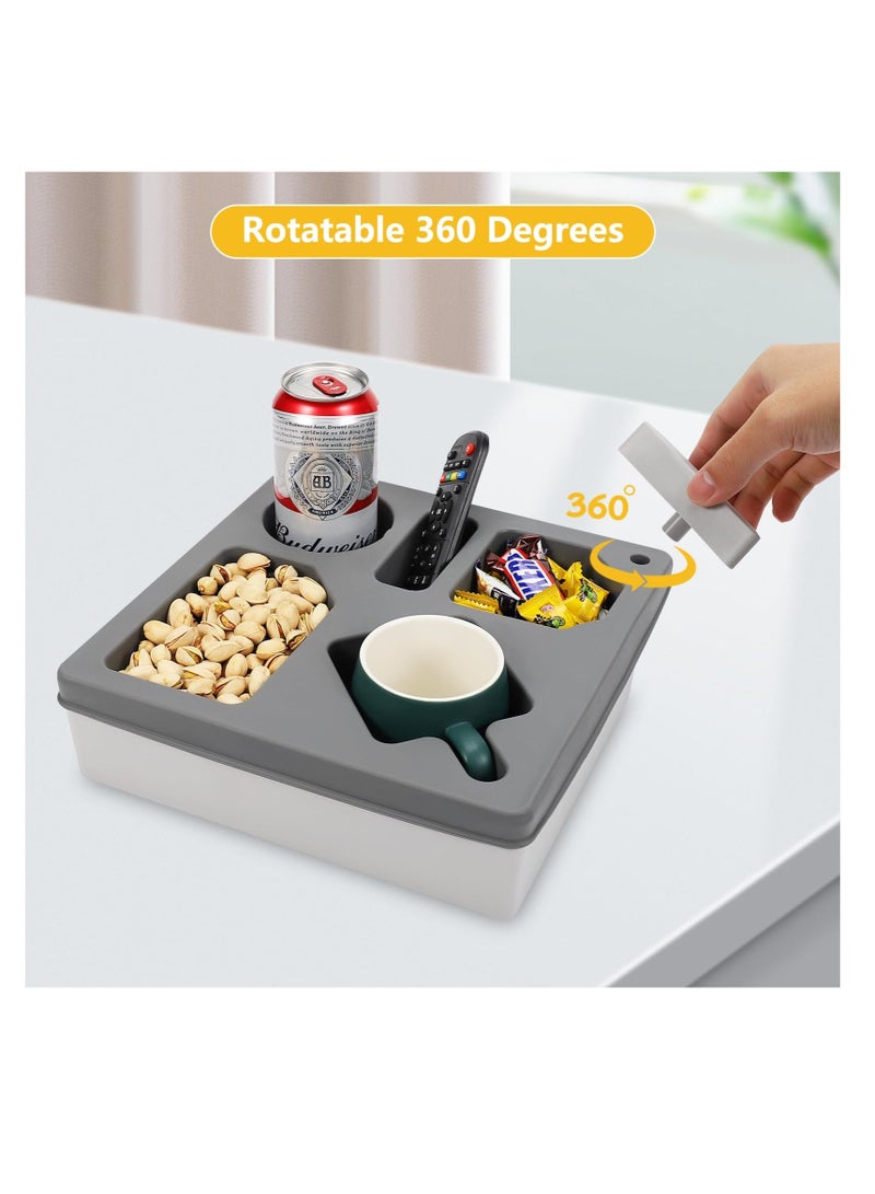 Excefore Couch Cup Holder Tray, Waterproof Sofa Cup Holder, Drinks Cupholder Tray Organizer, Caddy for Bed Car Seat Beach Organizer, with Phone Stand for TV Remote, Snacks, Drinks, Cellphone (Grey) - Image 4