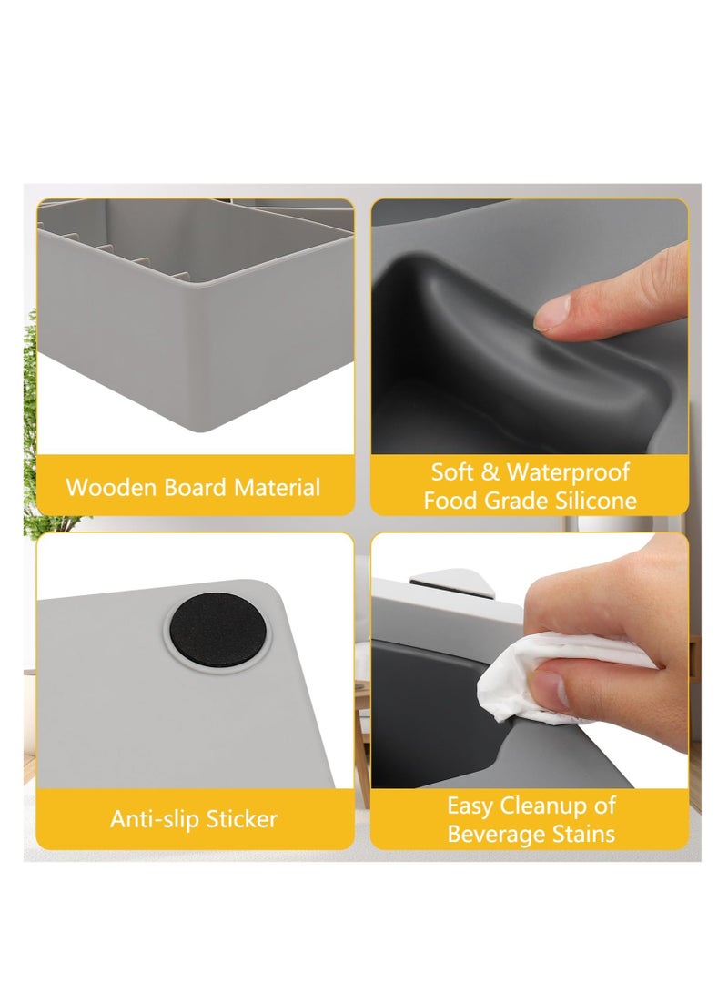 Excefore Couch Cup Holder Tray, Waterproof Sofa Cup Holder, Drinks Cupholder Tray Organizer, Caddy for Bed Car Seat Beach Organizer, with Phone Stand for TV Remote, Snacks, Drinks, Cellphone (Grey) - Image 5