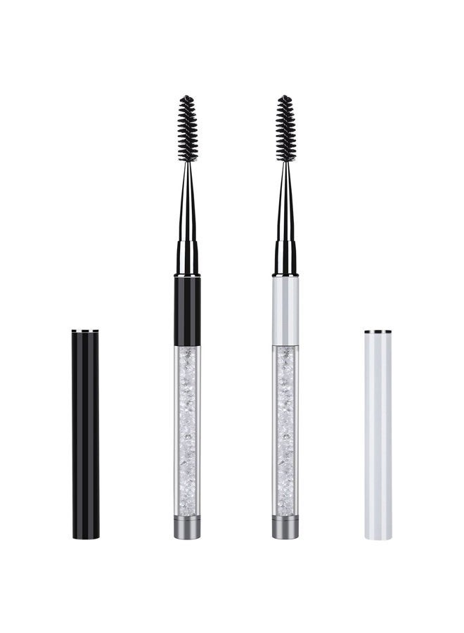 BTYMS 2Pcs Eye Brush with Cap for Travel, Eye Brow Eyelash Mascara Brushes Wands Applicator Portable Cosmetic Brushes - Image 1
