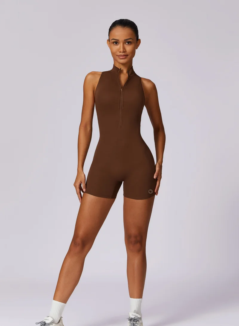 KAWN.YOGA Womens High-Neck Low Back Sleeveless Scrunch Jumpsuit