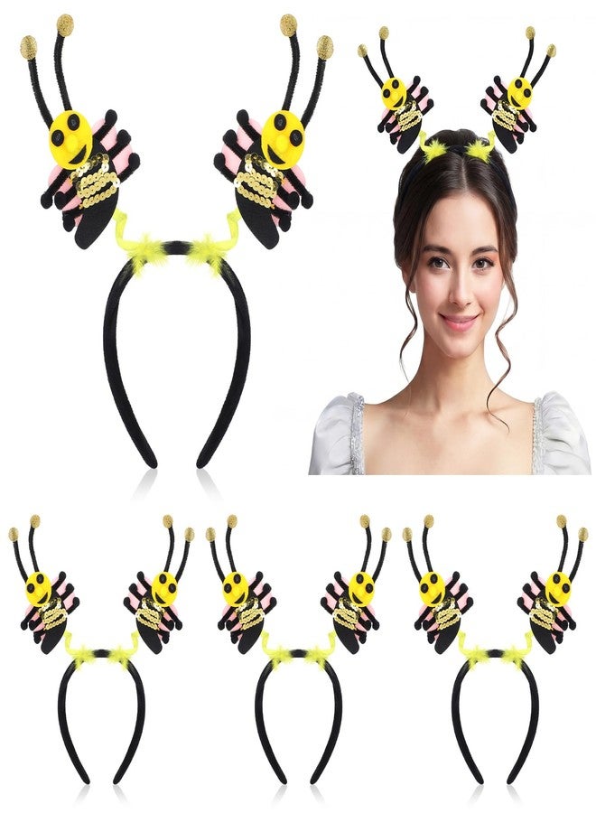 Suncalla 4 Pcs Bee Headbands Boppers Tentacle Hair Bands Spring Summer Garden Theme Party Headwear Photo Props Accessories - Image 1