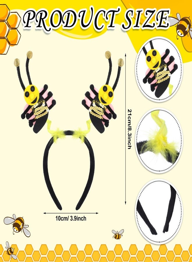 Suncalla 4 Pcs Bee Headbands Boppers Tentacle Hair Bands Spring Summer Garden Theme Party Headwear Photo Props Accessories - Image 2