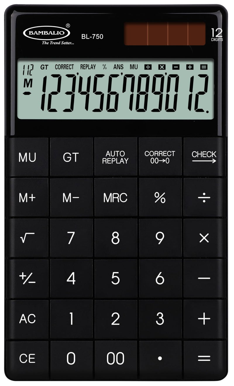 Bambalio 12 Digits BL-750 Black Smart in Fashion Big Size Large Display Calculator 3 Years Warranty. - Image 2