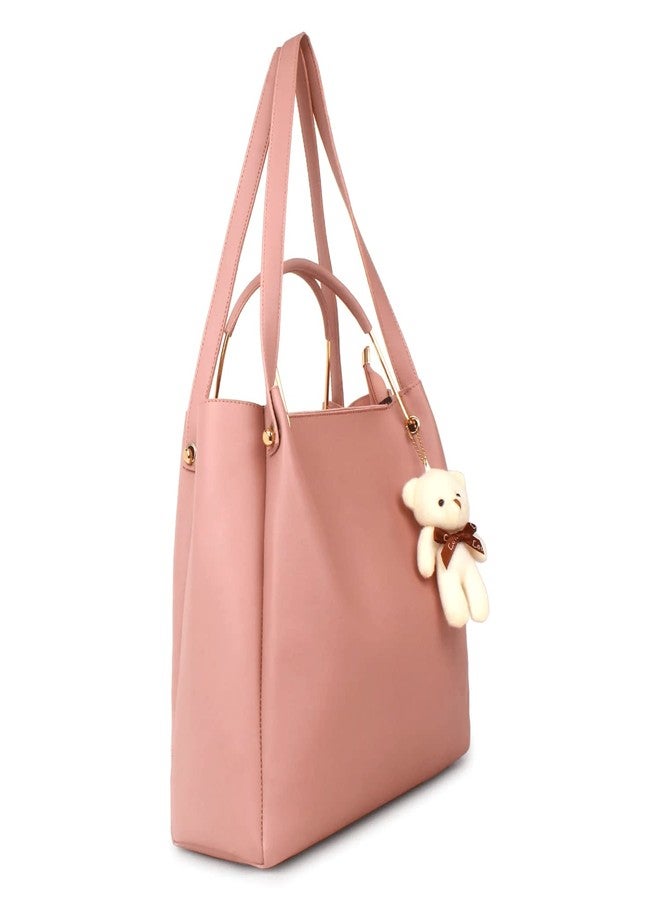 DANIEL CLARK Beautiful Office handbags for Girls and Women Set of 3 (Pink) - Image 3