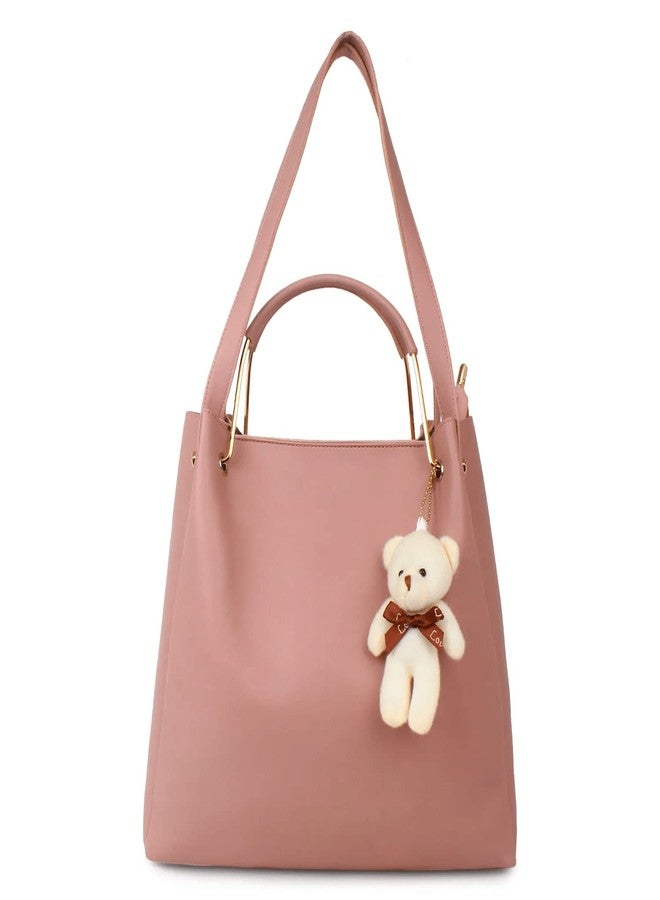 DANIEL CLARK Beautiful Office handbags for Girls and Women Set of 3 (Pink) - Image 2