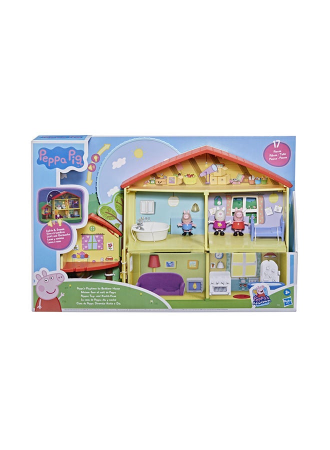Peppa Pig Peppa’s Adventures Peppa's Playtime to Bedtime House Toy, with Speech, Light, and Sounds, 3 Figures, 13 Accessories, Ages 3 and Up  - Image 2