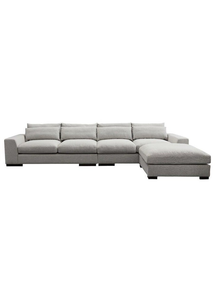 KARNAK Overstuffed 5-Seater Sectional Linen Sofa – White  Modern L-Shape Sofa for Living Room - Image 3