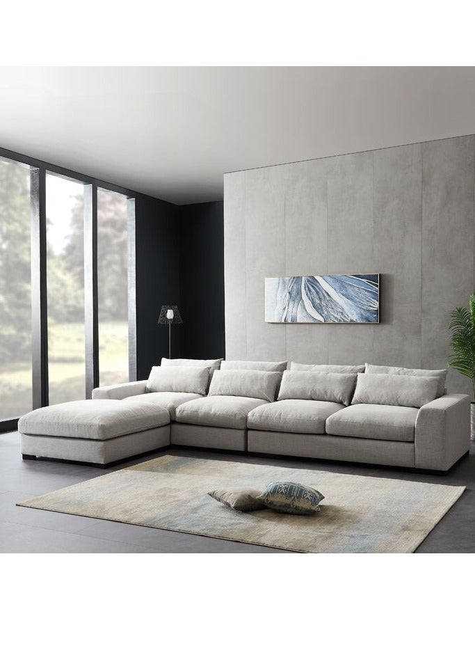 KARNAK Overstuffed 5-Seater Sectional Linen Sofa – White  Modern L-Shape Sofa for Living Room - Image 2