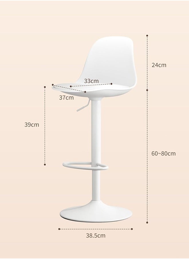 HQ-GAMING Swivel Bar Stool, Set of 2 Height Adjustable Bar Chairs, Modern PU Leather Kitchen Counter Barstools with Back, Armless Kitchen Island Stool Counter Stool for Home Bar Restaurant Kitchen (2PCS White)  - Image 2