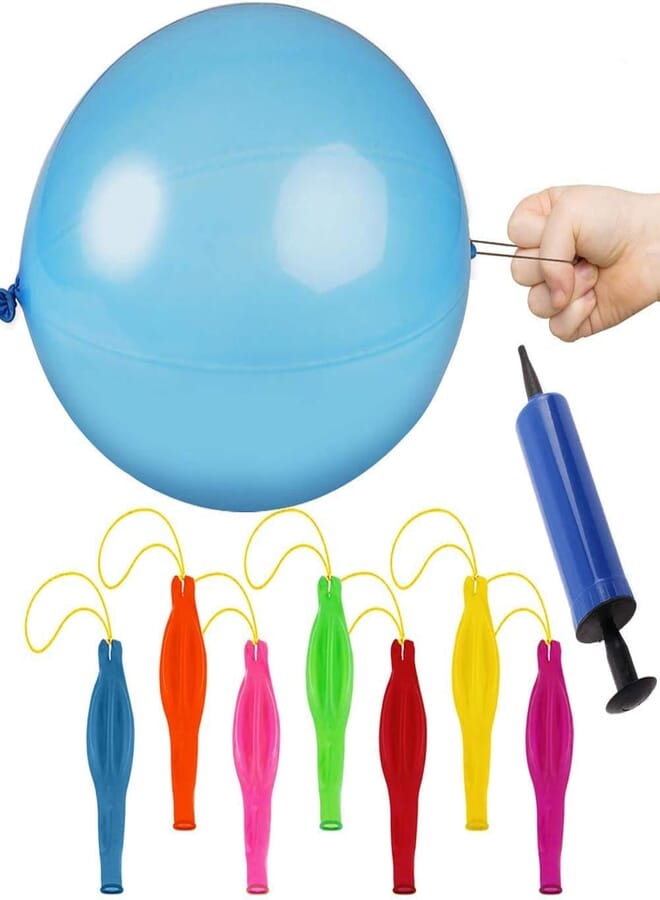 INTVN Large Punch Balloons with Elastic Band - Strong Thick Latex Premium Quality for Balloon Decoration - Party Favours Birthday Christmas Xmas Bag Pinata Stocking Fillers Lucky Dips (Pack of 50)