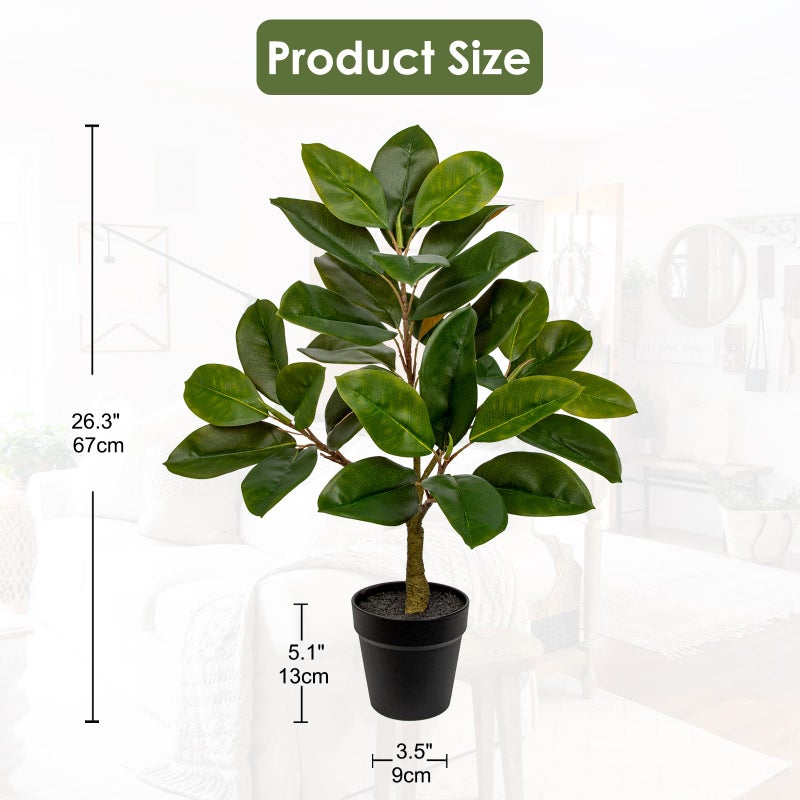 Briful Artificial Magnolia Tree in Black Pot â€“ 26.3in Tall Faux Magnolia Greenery Plant Fake Potted Silk Tree for Home Office Room Kitchen Outdoor Porch DÃ©cor - Image 2