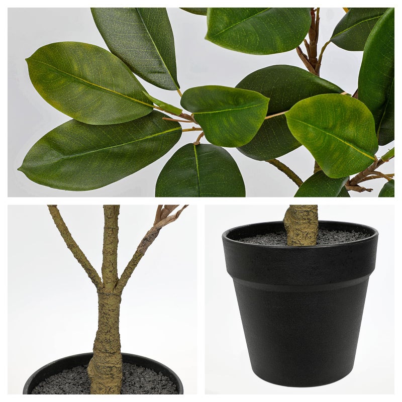 Briful Artificial Magnolia Tree in Black Pot â€“ 26.3in Tall Faux Magnolia Greenery Plant Fake Potted Silk Tree for Home Office Room Kitchen Outdoor Porch DÃ©cor - Image 3