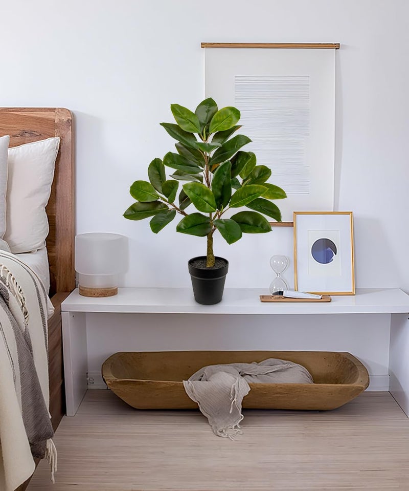 Briful Artificial Magnolia Tree in Black Pot â€“ 26.3in Tall Faux Magnolia Greenery Plant Fake Potted Silk Tree for Home Office Room Kitchen Outdoor Porch DÃ©cor - Image 4