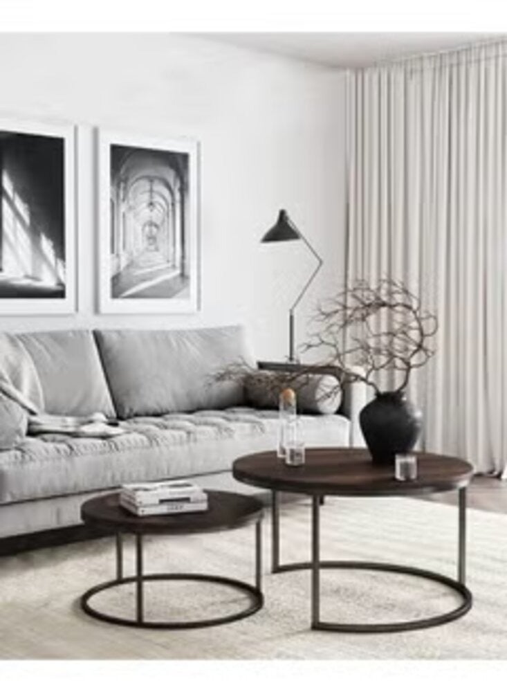 House One 2 pieces | Nested round coffee table with Solid Metal Frame - Image 4