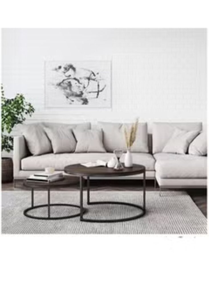 House One 2 pieces | Nested round coffee table with Solid Metal Frame - Image 5