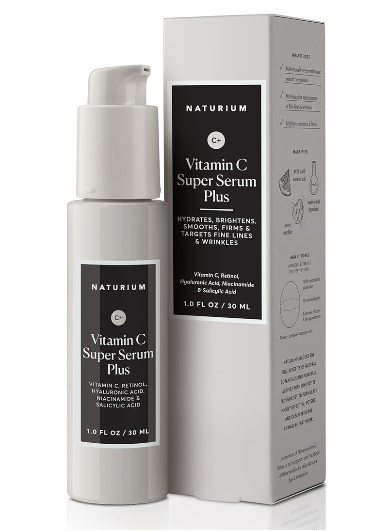 NATURIUM Naturium Vitamin C Super Serum Plus, Smoothing Face Care, plus Retinol, Hyaluronic Acid, Niacinamide & Salicylic Acid, 1 oz  - Image 2