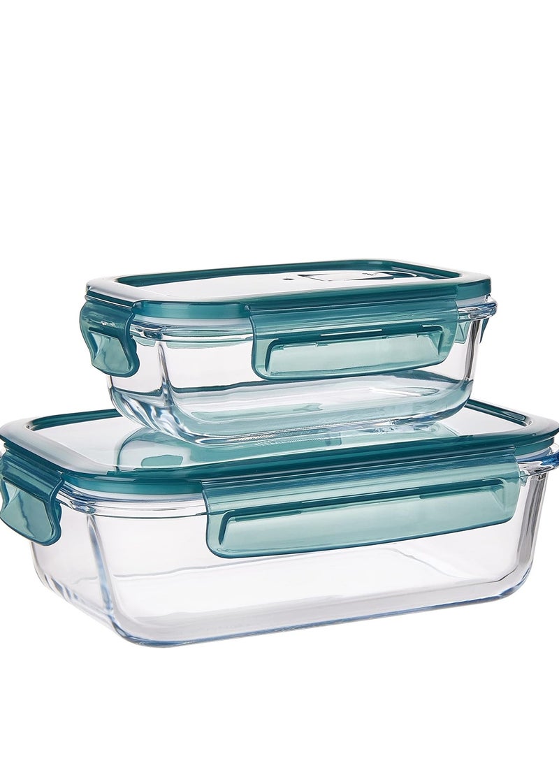 Raxoom 2 Pcs Glass Airtight Food Storage Container RF9984 with Lid 1040ml & 370ml, Rectangle, Freezer & Dishwasher Safe - Image 5