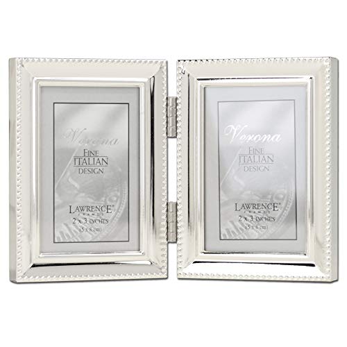 Lawrence Frames Bead Border Design, 2.5x3.5 Double, Silver - Image 1