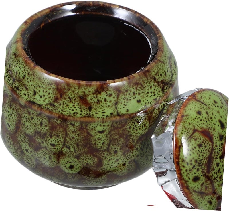 VOSAREA Small Ceramic Pet Urn for Cats and Dogs Keepsake Memorial Ashes Container Elegant Design Easy Maintenance Green Color - Image 3