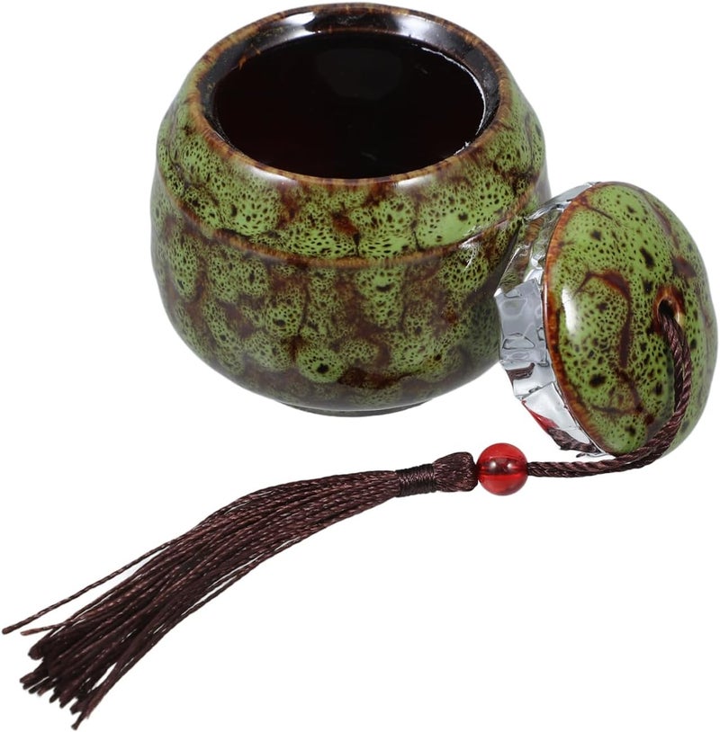 VOSAREA Small Ceramic Pet Urn for Cats and Dogs Keepsake Memorial Ashes Container Elegant Design Easy Maintenance Green Color - Image 1