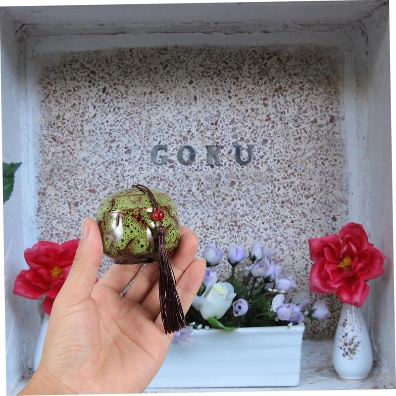 VOSAREA Small Ceramic Pet Urn for Cats and Dogs Keepsake Memorial Ashes Container Elegant Design Easy Maintenance Green Color - Image 5