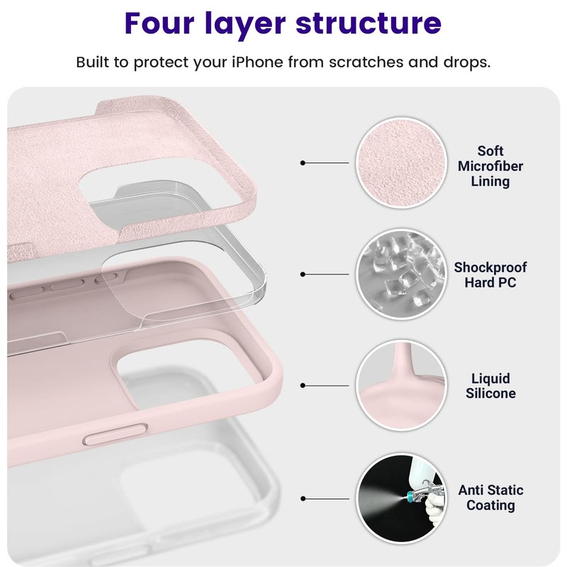 OTOFLY Designed for iPhone 15 Pro Case, Silicone Shockproof Slim Thin Phone Case for iPhone 15 Pro(6.1 inch), (Chalk Pink) - Image 3