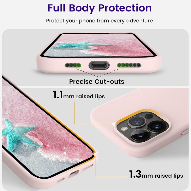 OTOFLY Designed for iPhone 15 Pro Case, Silicone Shockproof Slim Thin Phone Case for iPhone 15 Pro(6.1 inch), (Chalk Pink) - Image 4