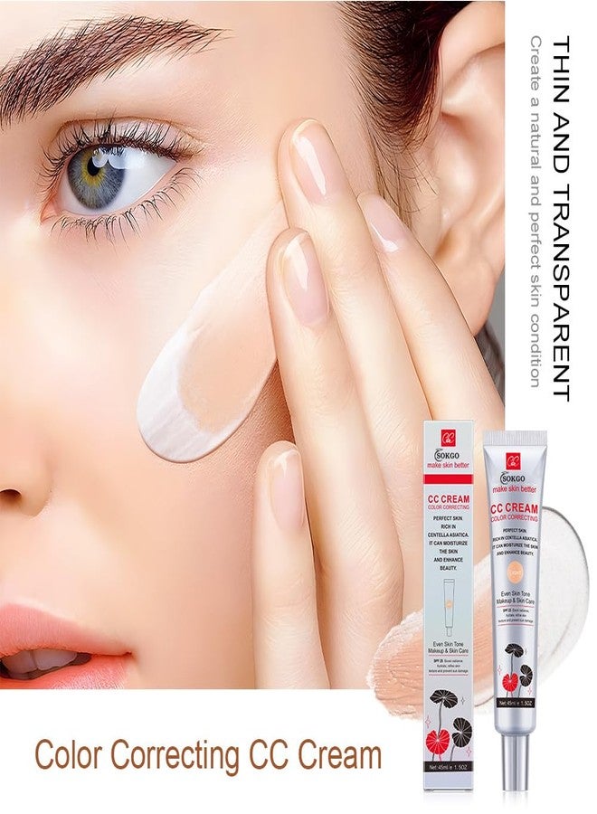 Fovcos Color Correcting CC Cream with SPF 25, Coverage Lightweight Foundation, Hydrating Serum, Even Skin Tone Makeup and Skin Care, Boost Radiance, Refine Skin Texture, Avoid Sun Damage (2PCS Dark, Large - Image 2
