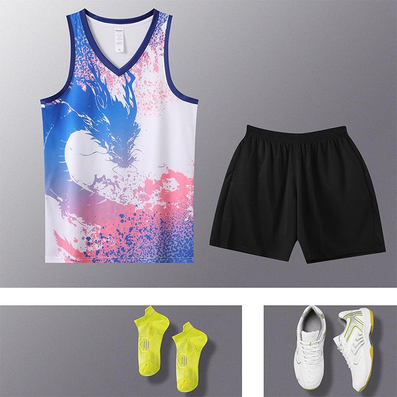 Basketball Training Suit Sports Vest Dragon Boat Suit Set Dragon Boat Dance Suit Dragon Suit Corporate Community Group Purchase Printing - Image 3