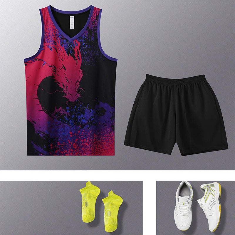 Basketball Training Suit Sports Vest Dragon Boat Suit Set Dragon Boat Dance Suit Dragon Suit Corporate Community Group Purchase Printing - Image 4