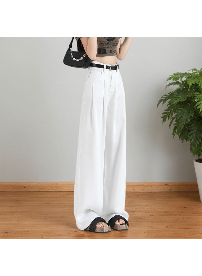 Tucano Lyocell High-quality Drape Denim Wide-leg Pants Pure White Versatile Minimalist Wrinkle High-waist Slimming And Heightening - Image 4