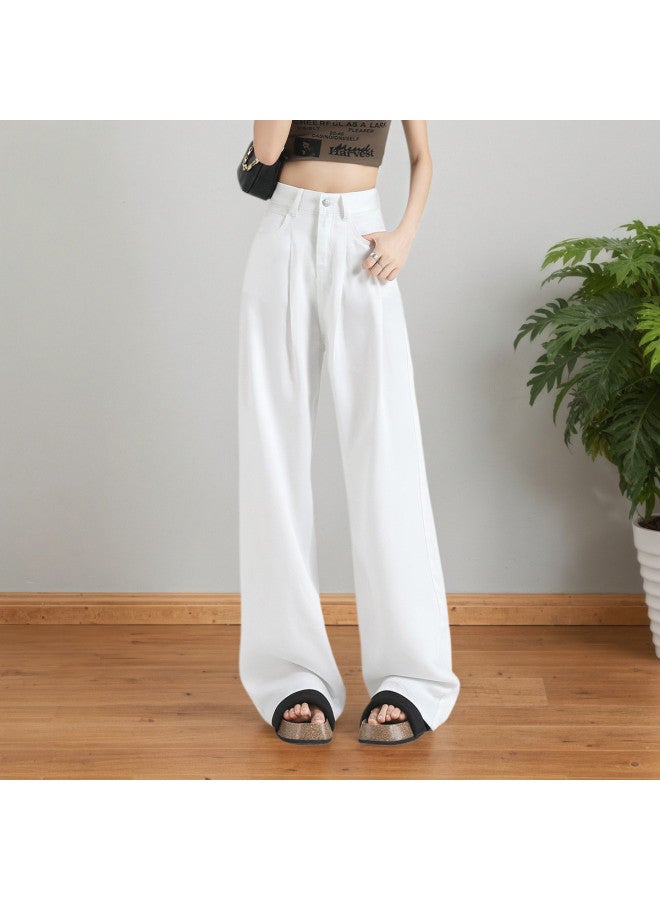 Tucano Lyocell High-quality Drape Denim Wide-leg Pants Pure White Versatile Minimalist Wrinkle High-waist Slimming And Heightening - Image 2