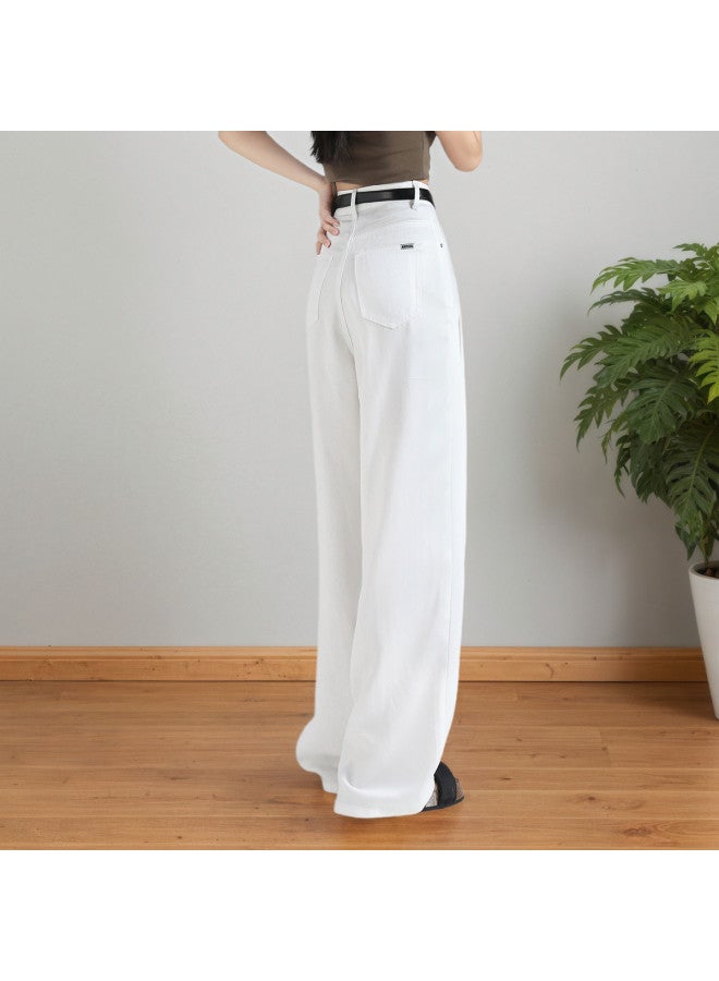 Tucano Lyocell High-quality Drape Denim Wide-leg Pants Pure White Versatile Minimalist Wrinkle High-waist Slimming And Heightening - Image 5