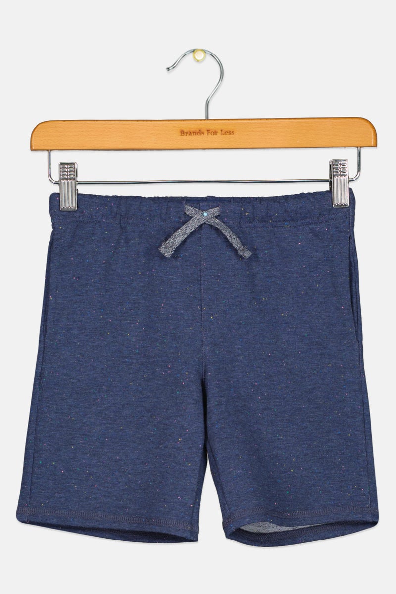 Andy & Evan Kids Boy Textured Basic Shorts, Navy - Image 1
