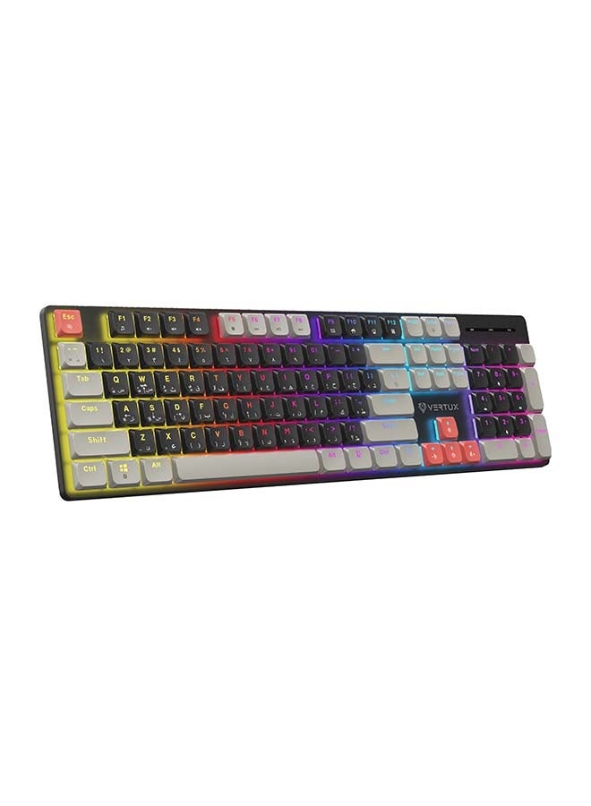 Vertux Full-Size Mechanical Keyboard for Gamers With 17 LED Rainbow Modes, Low-Profile Dust-Proof Keys, Multimedia Function Keys, 26 Anti-Ghost Keys - Image 1