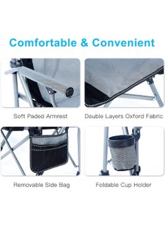 Rock Pow Folding Camping Chair Oversized Heavy Duty Padded Outdoor Chair with Cup Holder Storage and Cooler Bag 450 LBS Weight Capacity Thicken 600D Oxford  - Image 5