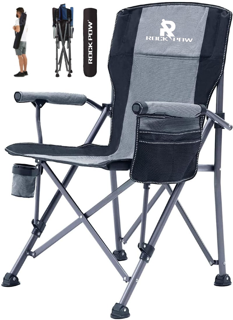 Rock Pow - Folding Camping Chair Oversized Heavy Duty Padded Outdoor Chair with Cup Holder Storage and Cooler Bag 450 LBS Weight Capacity Thicken 600D Oxford - Image 1