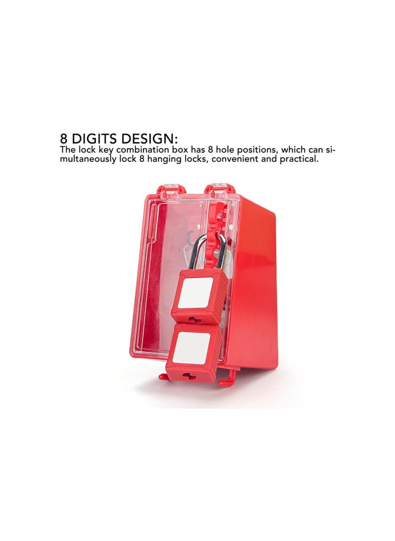 Generic - Wall Mount Lock Box 8 Hole Positions Hanging Locks, Keys Combination Box with Transparent Panel Lockout Tagout Station, for Lockout Supply Key Organizer - Image 1