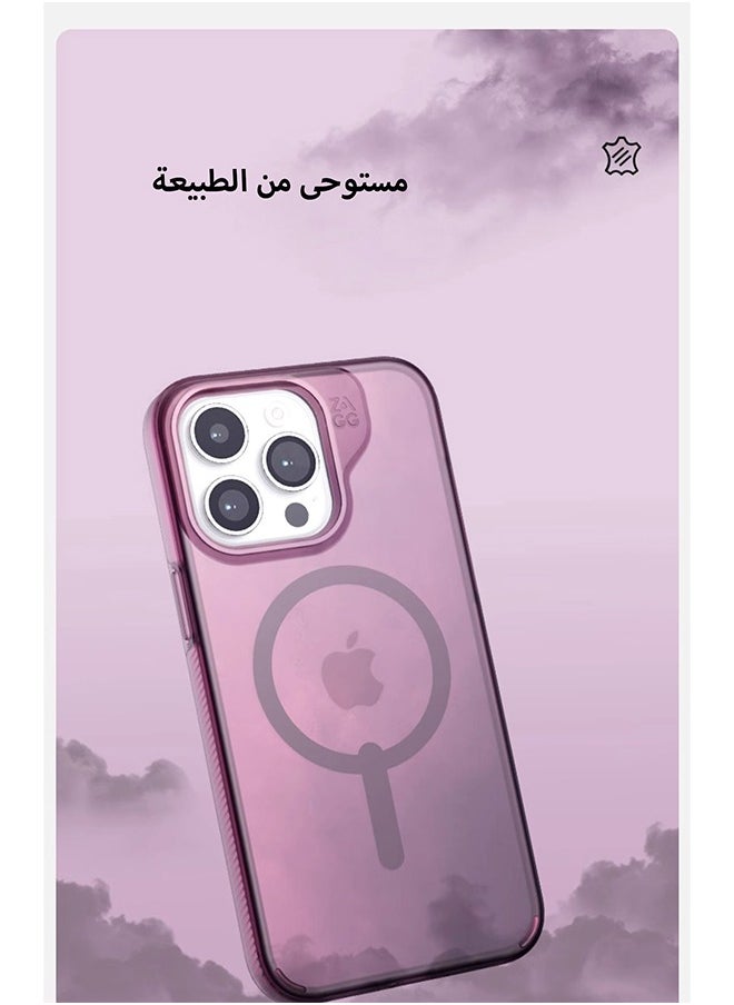 زاج - جراب Milan Snap iPhone 15 Pro الواقي للهاتف الخلوي من الجرافين المتين، جراب متوافق مع MagSafe مع غطاء نحيف مقاوم للأصفر ومقاوم للخدش - أرجواني ضبابي - Image 1