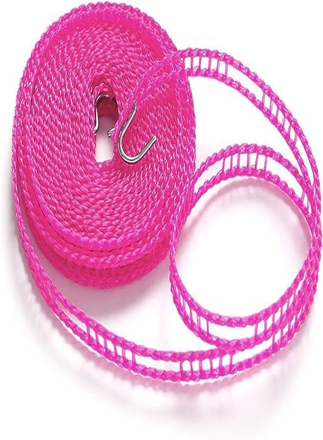 NFI essentials Clothesline Rope 5 Meters Windproof Anti-Slip Clothes Washing Line Drying Nylon Rope with Hooks 5 Meter Nylon Clothesline Rope for Drying Cloths (Assorted Colour) - Image 1