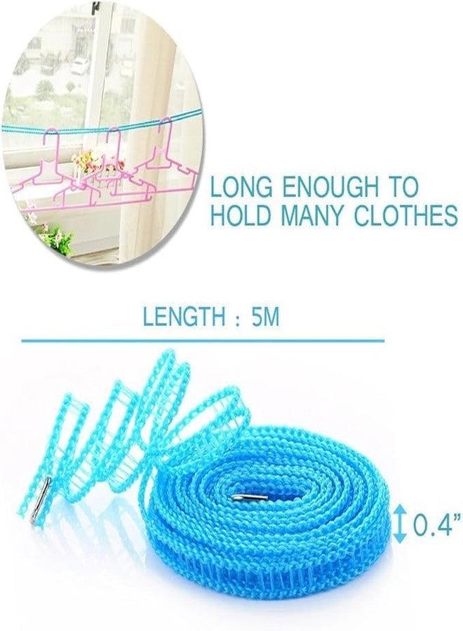 NFI essentials Clothesline Rope 5 Meters Windproof Anti-Slip Clothes Washing Line Drying Nylon Rope with Hooks 5 Meter Nylon Clothesline Rope for Drying Cloths (Assorted Colour) - Image 5