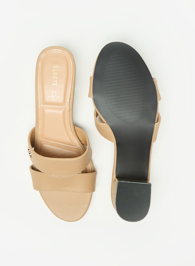 Celeste Womens Solid Slip-On Sandals with Block Heels - Image 4