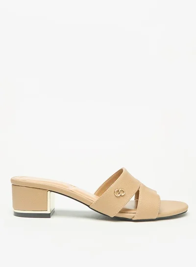 سيليست صنادل نسائية بكعب عريض سهلة الارتداء بلون سادة