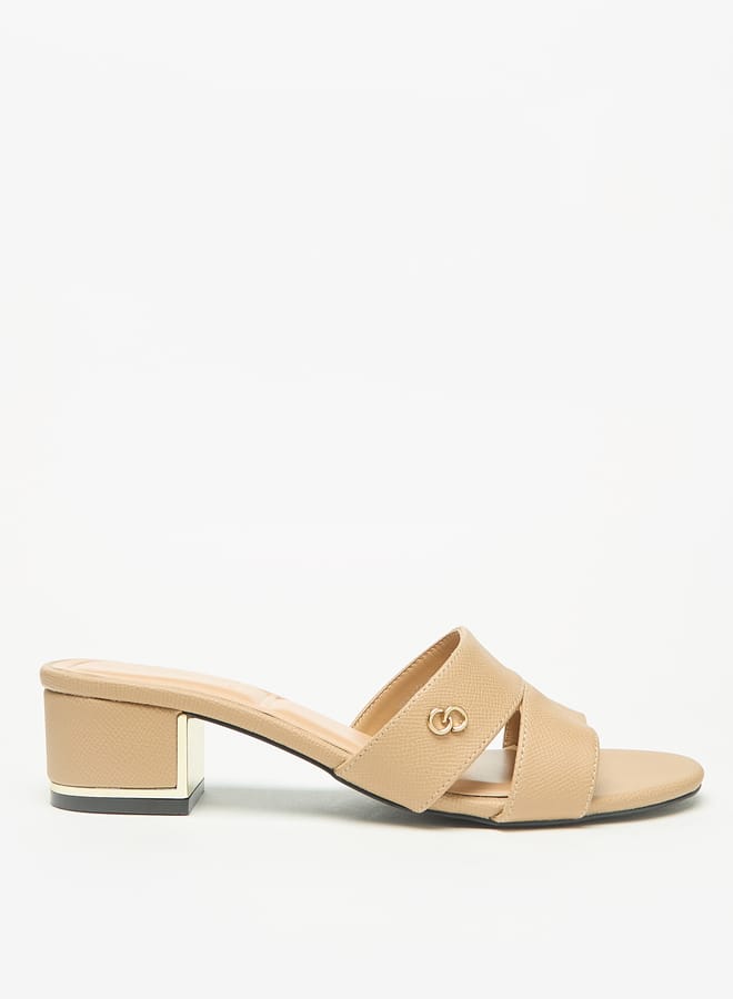 Celeste Womens Solid Slip-On Sandals with Block Heels - Image 1