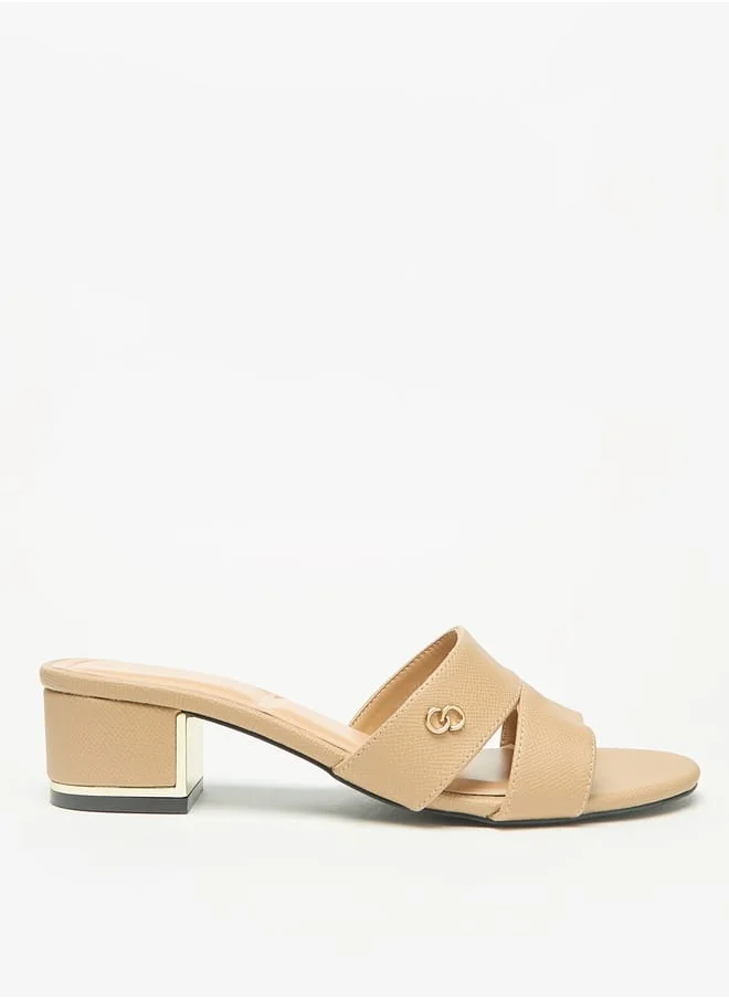 Celeste Womens Solid Slip-On Sandals with Block Heels