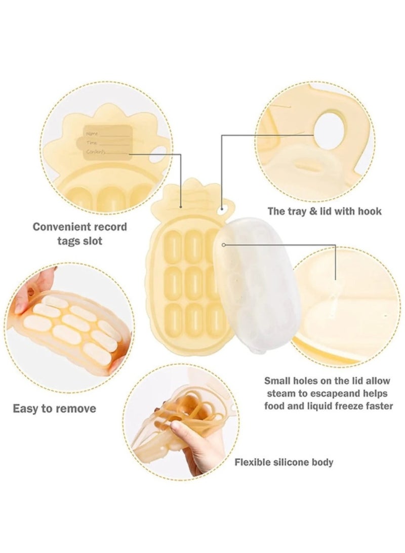 haakaa Silicone Nibble Freezer Tray, Breast Milk Teething Popsicle Mold Stackable Snack Storage Tray, BPA Free - Banana  - Image 4