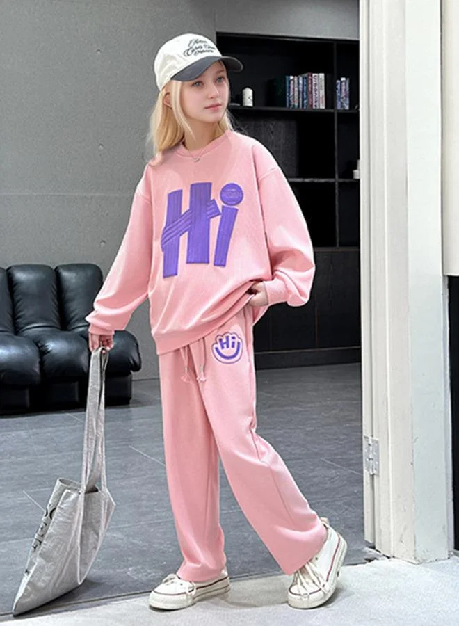 Take Two Take Two Pink Printed Sweatshirt and Jogger Set