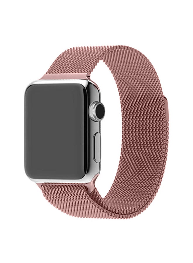 MARGOUN Stainless Steel Milanese Loop Mesh Band for Apple Watch 7/6/SE/5/4/3/2/1 42mm/44mm/45mm Rose Pink