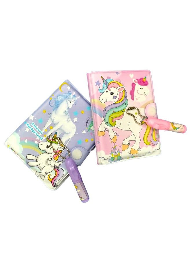 Caught Trendy Combo of 2 Inspirational Cute Unicorn Positive Mini Motivational Journal Small Portable Pocket Size Notebook Diary With Pen And Best Birthday Gift For Kids. - Image 1