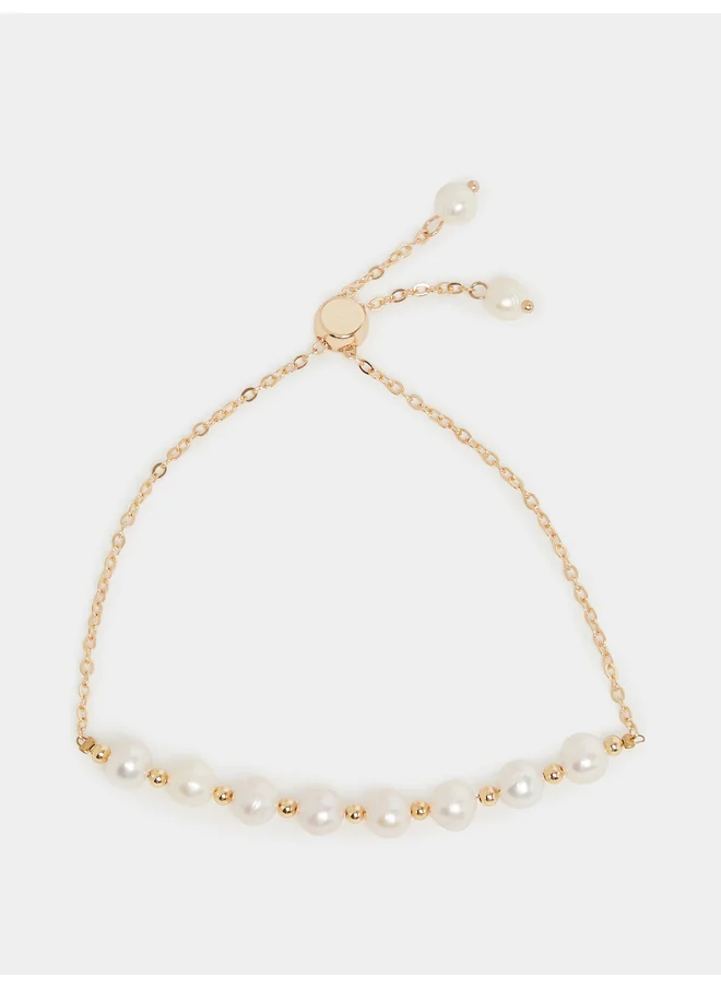 Styli Styli Multi Faux Pearl Bracelet with Bolo Clasp